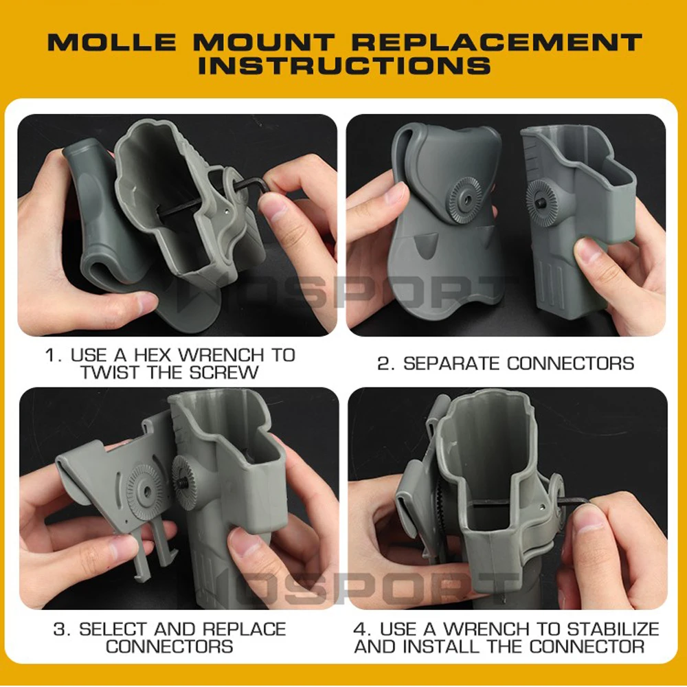 Accesorios de pistolera táctica para caza, accesorio para Airsoft Glock, cinturón, chaleco, serie Glock, MOLLE - imagen 5