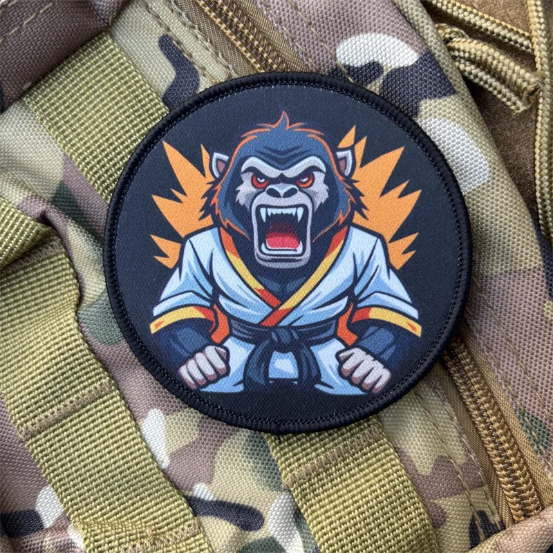 Parche Táctico con Estampado de Mono Luchador, Insignia de Moral, Parches Militares de Animales con Velcro para Ropa, Mochila, Brazalete - imagen 4