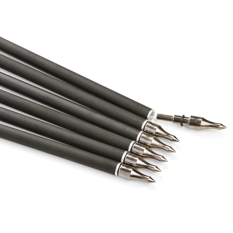 Flecha de carbono con pluma de goma para tiro con arco recurvo, accesorios de caza, 6/12/24 piezas, ID6.2, columna vertebral 500, 31 pulgadas - imagen 5