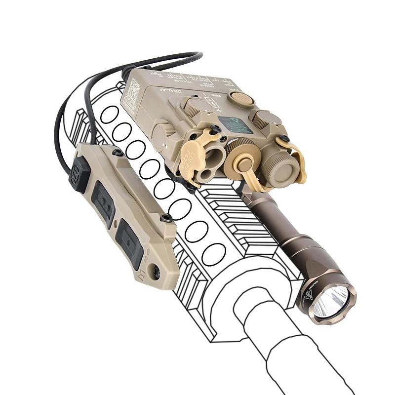 WADSN DBAL-A2 Laser Rojo y Verde Linterna Surefir M300 M600 Conjunto Completo Interruptor de Presión Luz Exploradora de Caza y Airsoft Adaptable a Riel de 20MM - imagen 5