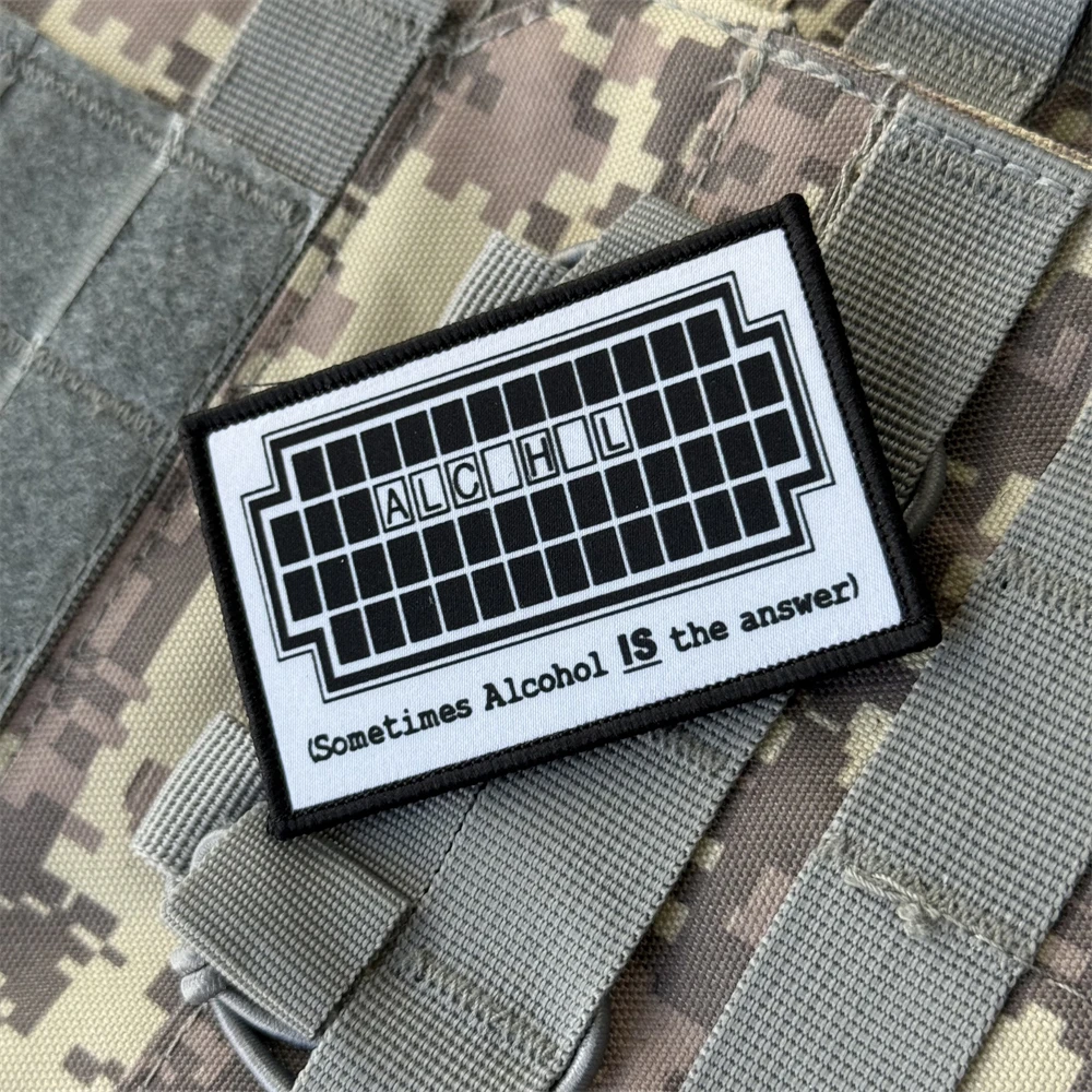 Parches de gancho y bucle impresos "Sometimes Alcohol Is The Answer" para ropa, parche táctico de moral, pegatinas para mochila militar - imagen 2
