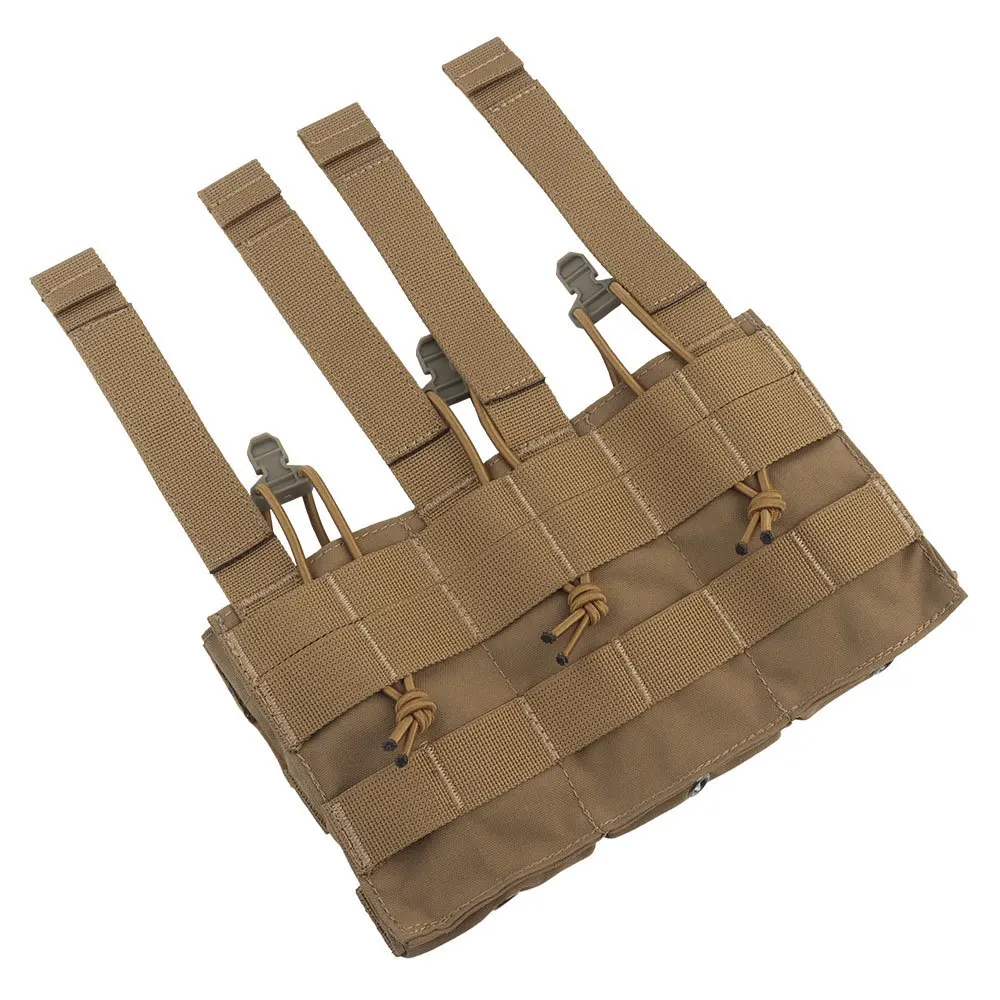 Bolsa táctica Triple para cargador M4 Rifle 5,56, Panel de placa frontal, cuerda elástica MOLLE MAG, soporte JPC AVS, accesorios para chaleco de caza - imagen 5