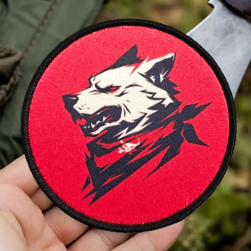 Parche con estampado de cabeza de lobo relámpago, chaleco táctico, insignia de moral con gancho y bucle, pegatina decorativa para mochila, parches para brazalete para ropa