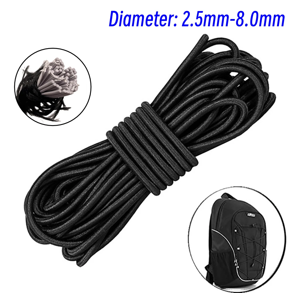 Cuerda elástica fuerte de 2,5-8,0 MM, banda de goma negra de alta calidad, artesanía de costura para prendas, suministros de accesorios DIY - imagen 2