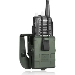 Funda MOLLE táctica para radio walkie talkie verde ajustable