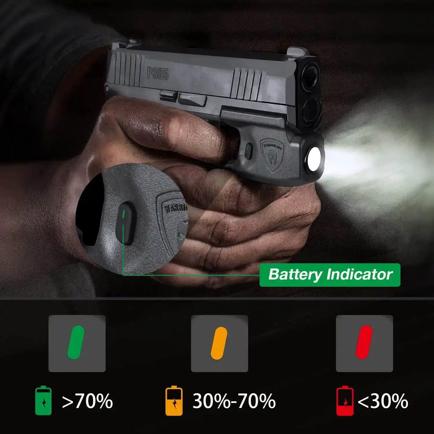 Solo para pistola Sig P365 / P365 XL, mini linterna de luz táctica de 150 lúmenes, con soporte de riel para funda Kydex LED SL-1, mano derecha - imagen 5