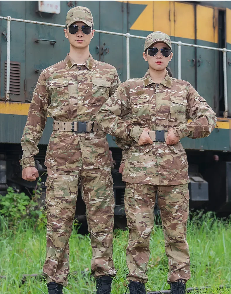 Uniforme táctico de camuflaje para hombre y mujer, conjunto de camisa de combate, pantalones, deportes al aire libre, Airsoft, Paintball, entrenamiento, ropa de caza, traje BDU - imagen 3
