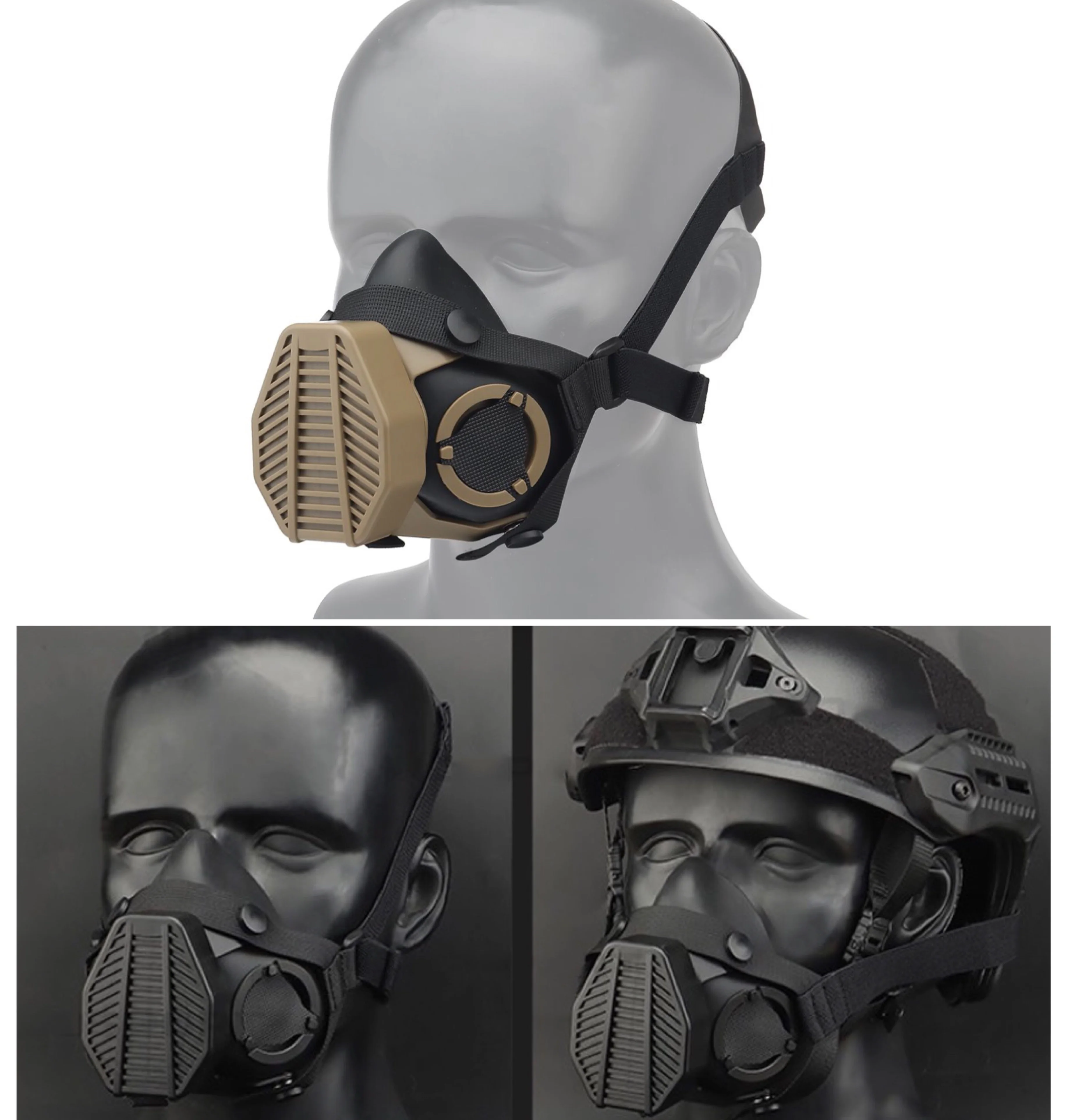 Máscara antipolvo táctica respirador media cara Anti Construcción Industrial polvo seguridad filtro de Gas cubierta de algodón