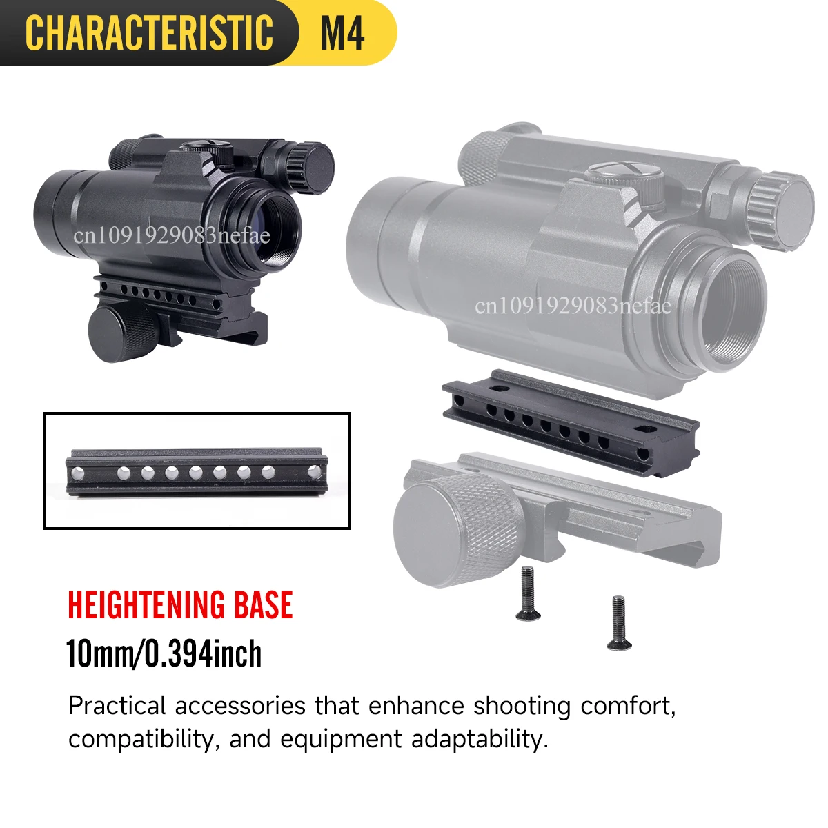 Mira táctica M4 de puntos rojos, óptica reflejo para Rifle de caza Picatinny Airsoft, miras con Base de altura, con grabado - imagen 5