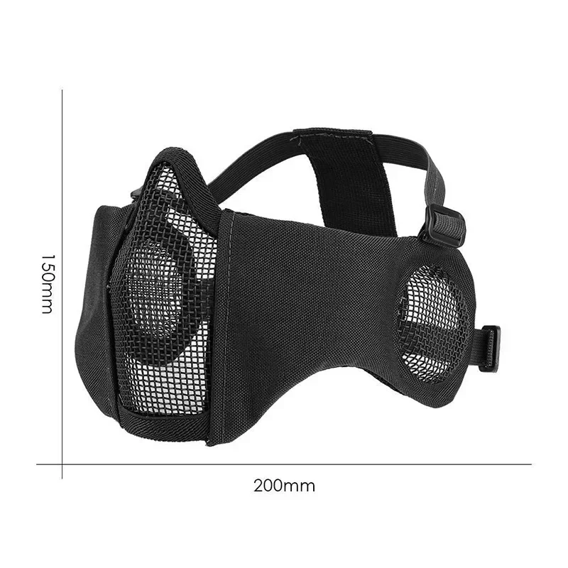 Máscara táctica de media cara, malla de acero con protección para los oídos, máscaras faciales inferiores para caza, tiro, juego CS Airsoftsport - imagen 5