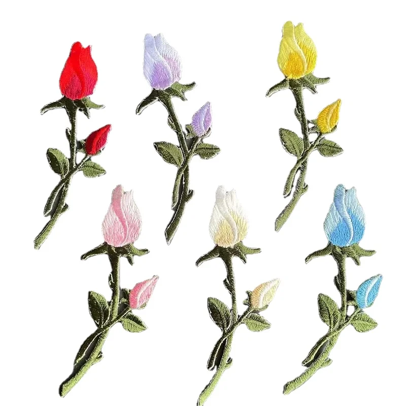 Parche de flores de tela con apliques 3D, bordado termocollante, pegatinas de planchado para ropa, decoración de vestidos, 3,5x11CM