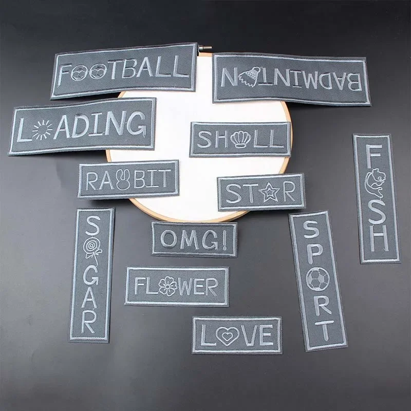 Parches bordados para planchar ropa, insignias de letras múltiples, 5 piezas, apliques de tela, pegatinas de reparación de ropa, zapatos, sombrero - imagen 2