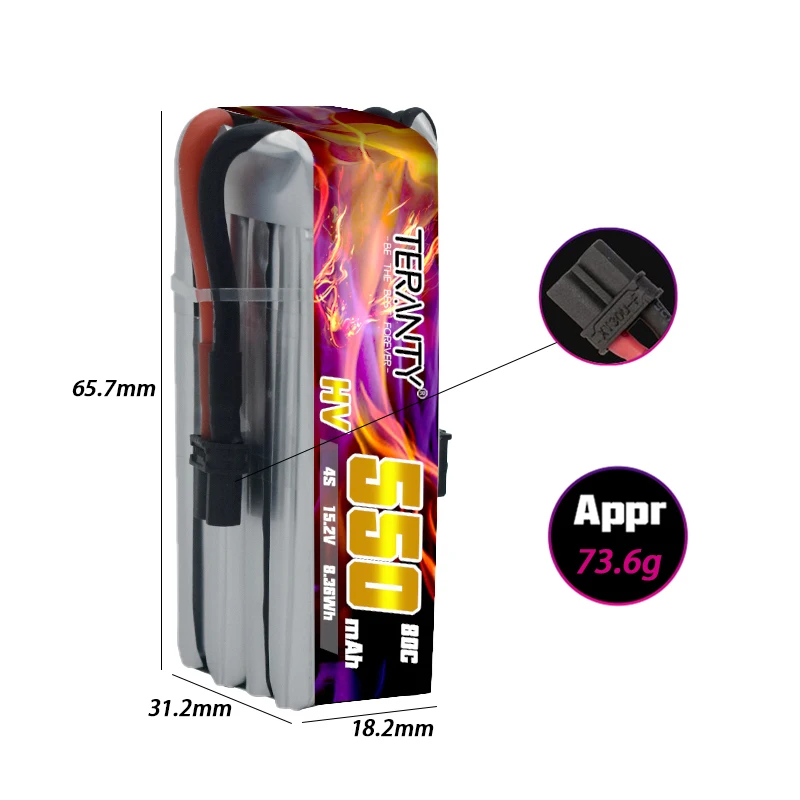 TREANTY-batería de litio de alto voltaje 4S, pila recargable de 550MAH, 15,2 V, 80C, Max, 160C, para avión interlingüe RC, juguete FPV - imagen 4