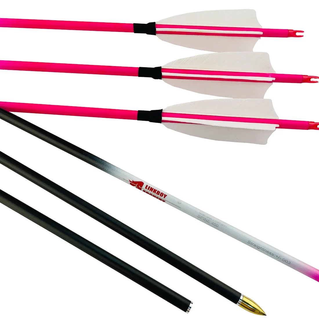 Flechas para tiro a caballo, flechas de carbono puro ID6.2mm 100GR, puntas doradas, arco tradicional, arco largo, accesorios de caza - imagen 2