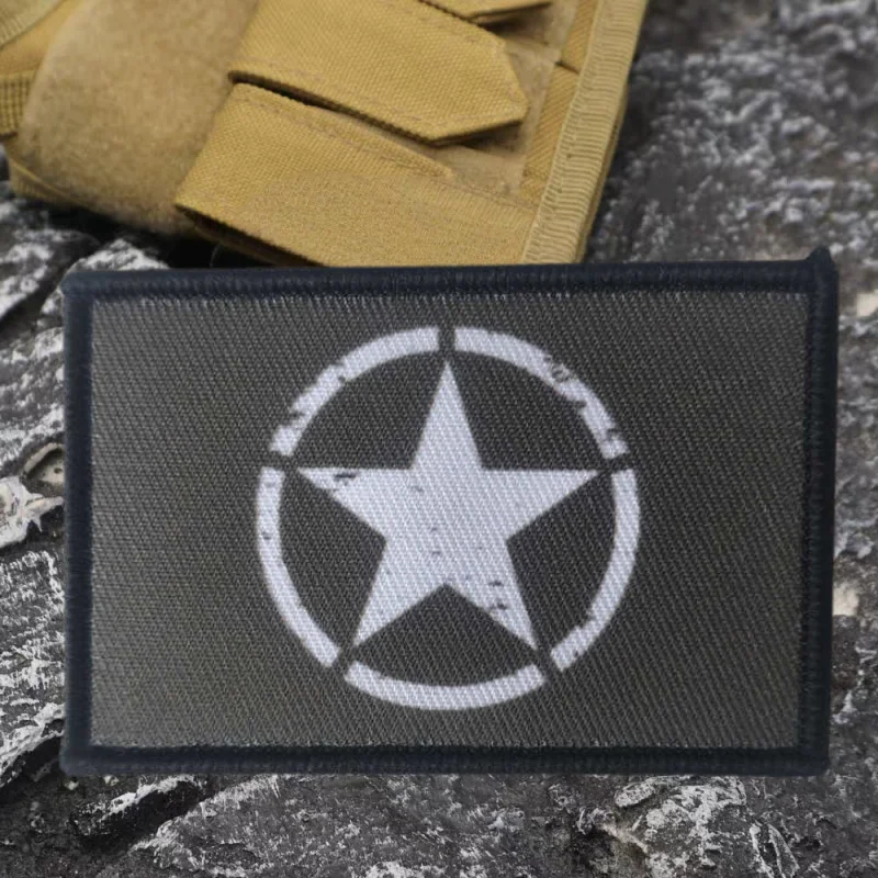WW2 Star Printing Patch Tactical Vest Hook and Loop Hats Morale Badge Backpack Decorative Stickers Armband Patches for Clothing - imagen 4