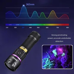Potente linterna LED UV de 120W, 6x365nm, luz negra, mancha de orina de perro y gato, mineral de tiña, marcador de escorpión, lámpara fluorescente