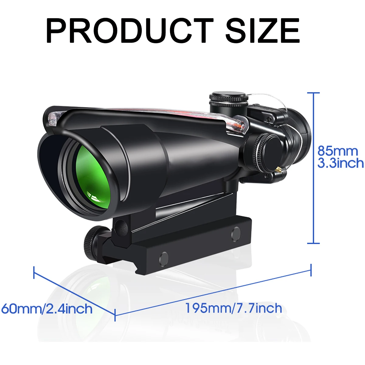 Óptica táctica 5x35 iluminación de fibra Real punto rojo o flecha retícula grabada de vidrio mira telescópica de caza con relieve - imagen 2