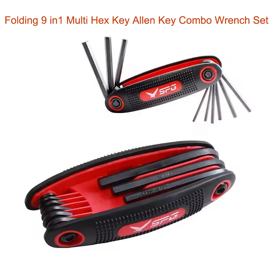 Juego de llaves multihexagonales plegables 9 en 1 para caza, combinación de llaves Allen, arco recurvo compuesto, multiherramienta, 9 unidades por juego - imagen 2