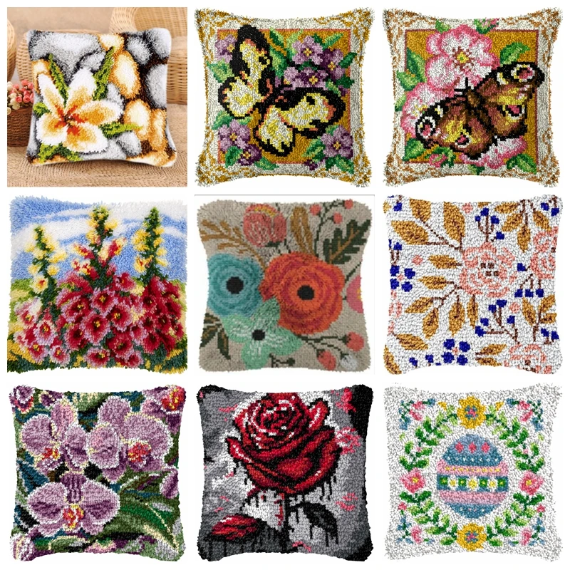 Kit de gancho de cierre de flor Smyrna kussen Knopen, botones de almohada, cojín de botón, paquete Knoopkussen, Coussin, Loquet de ganchillo Kussen Haken