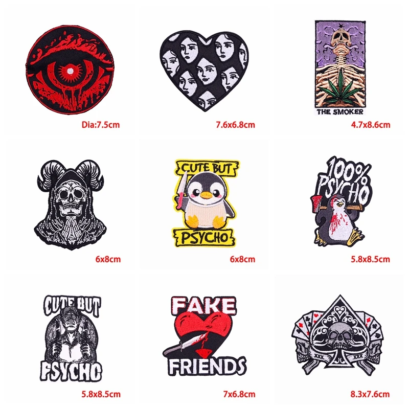 Parches bordados horror punk termoadhesivos calavera para coser - imagen 3