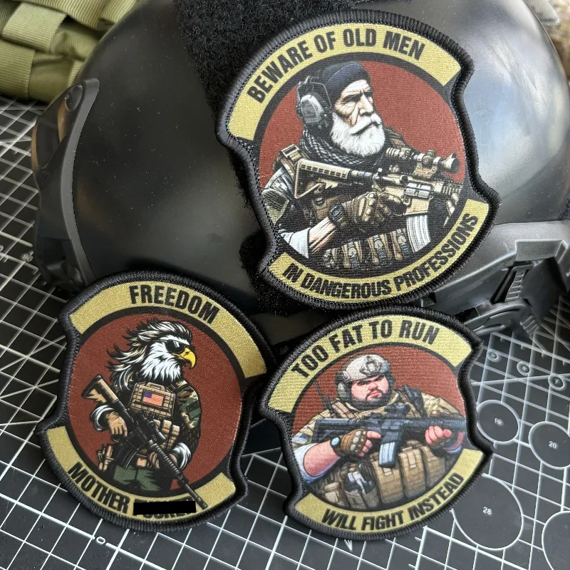 Parche táctico de soldado del ejército M4, insignia de moral de Rifleman, parches de impresión, gancho y bucle, pegatina para mochila militar de hombre mayor y gordo - imagen 4