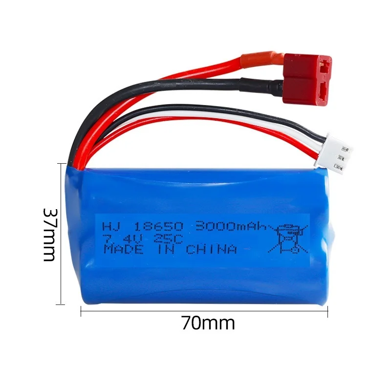 Batería 18650 7,4 V 3000Mah 25C para MJX T40 T40C F39 F49 T39 piezas para coches Wltoys 10428 X9115 RC BG1513/MZ 2856 2S batería FT009 - imagen 2