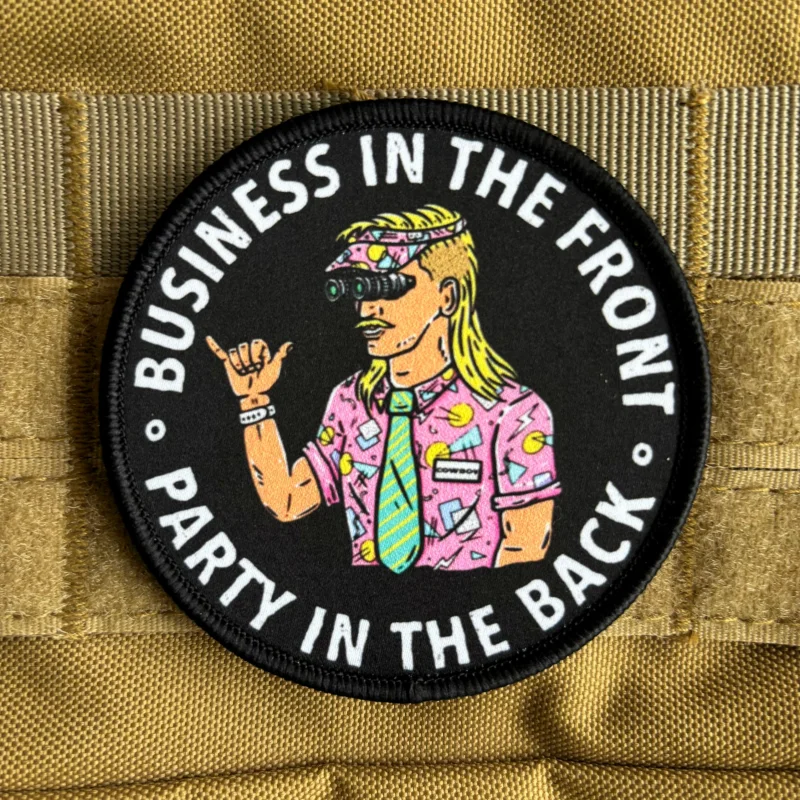 Parche táctico "Business in The Front, Party in The Back", insignia de moral, impresión de parches tácticos, gancho y bucle, ejército militar