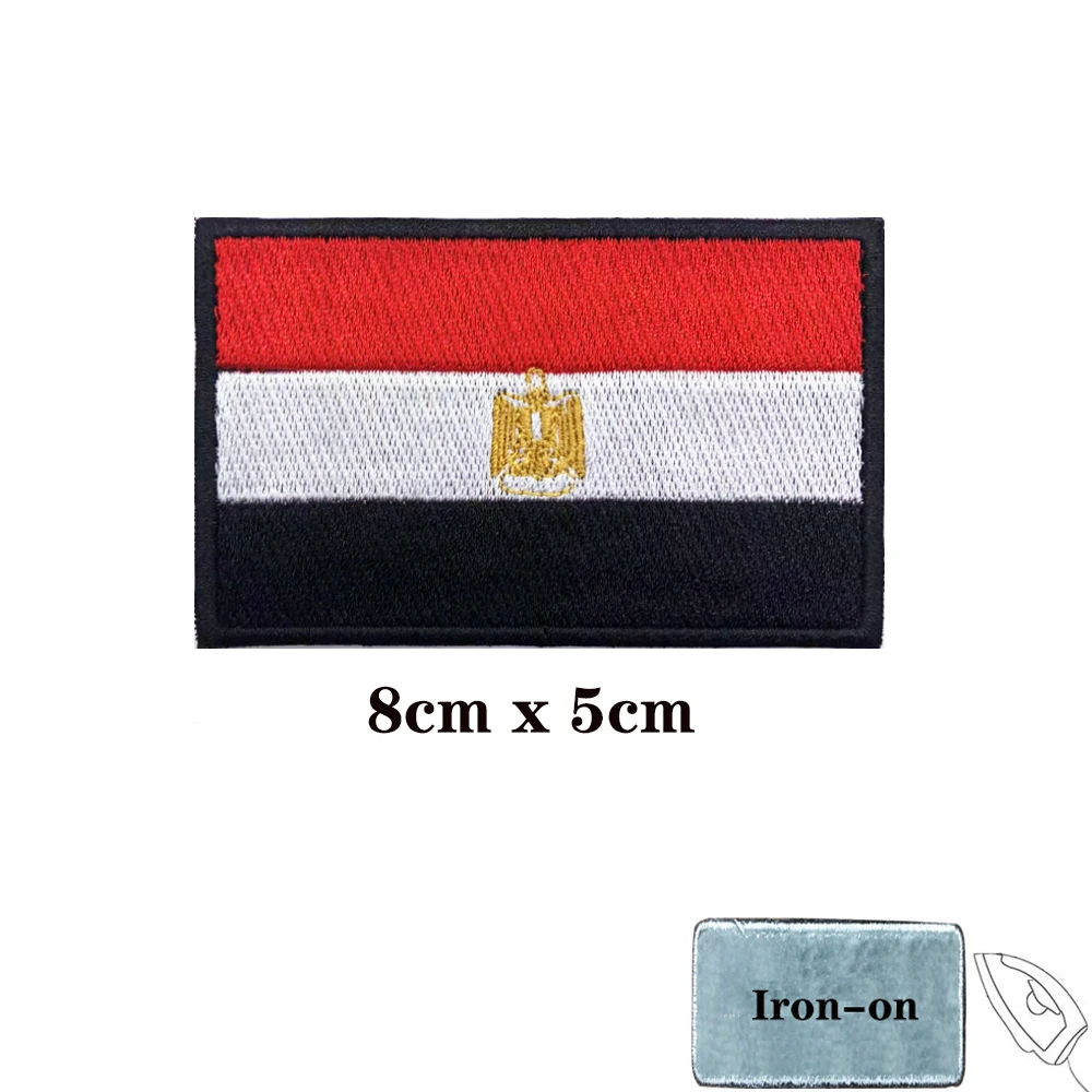 Parches de bandera de Egipto, brazalete, parche bordado, gancho y bucle, insignia bordada con hierro, raya militar - imagen 2