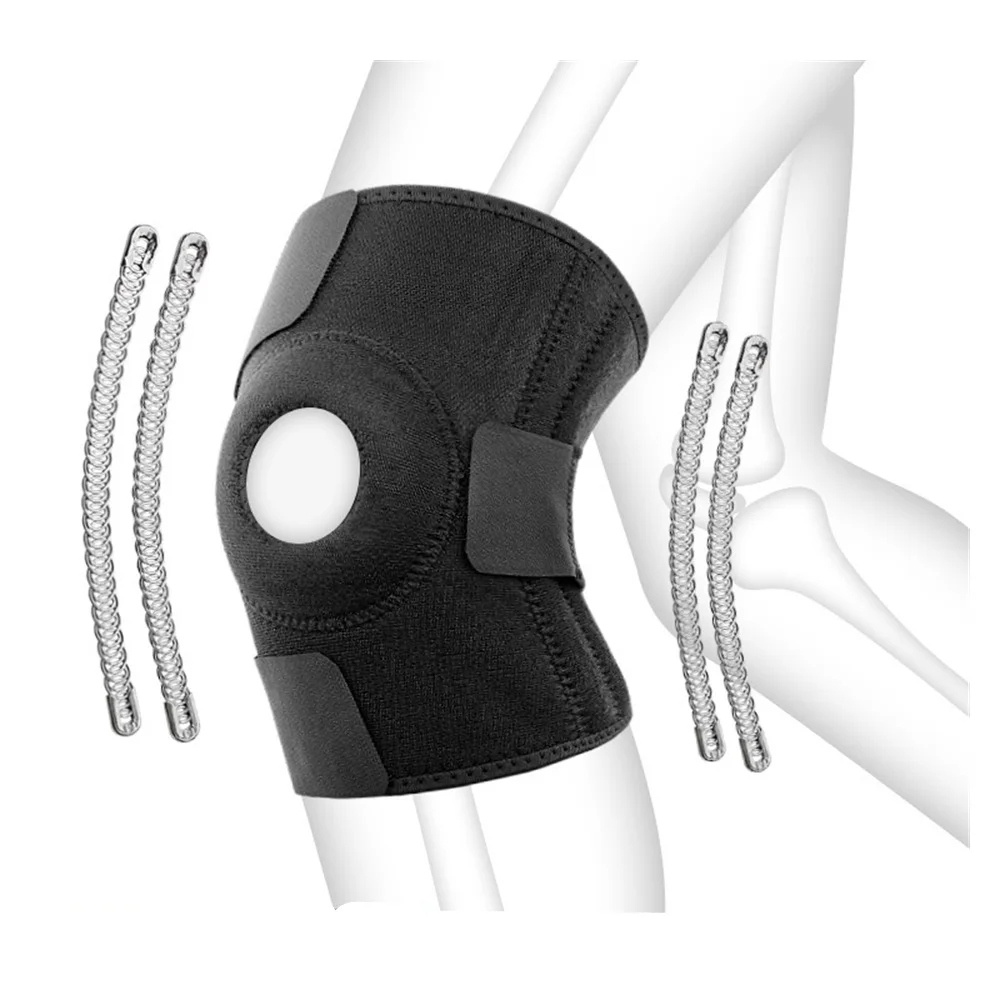 Rodillera ajustable con 4 resortes interiores, rodillera, soporte para dolor articular, Protector de rótula, rodillera deportiva, protector de menisco, 1 ud. - imagen 2