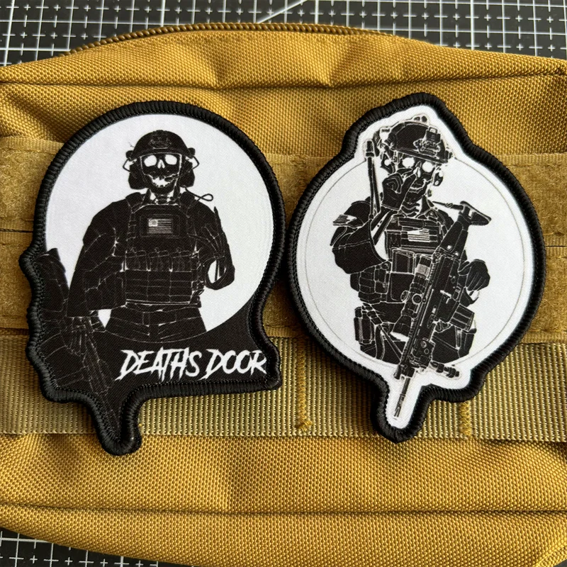 Parches tácticos de soldado de calavera, insignia de moral de Rifleman del ejército, gancho de impresión y bucle, brazalete militar, pegatina para mochila