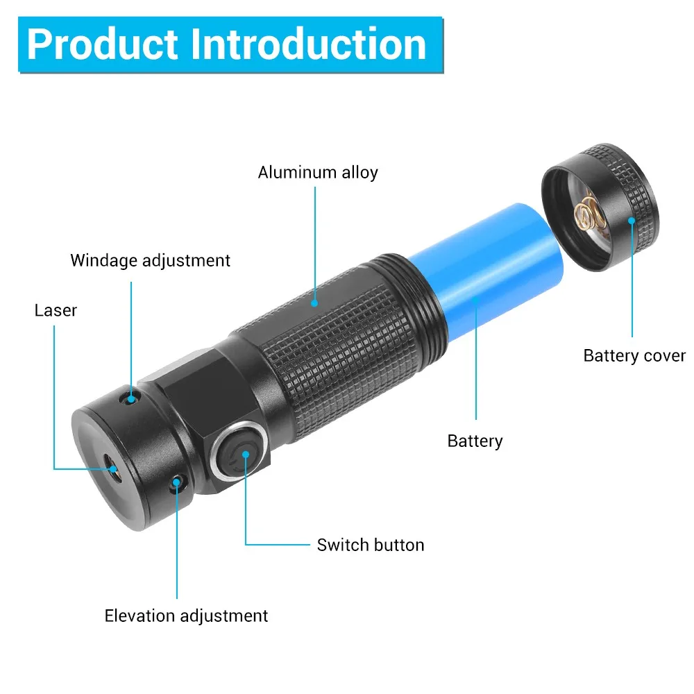 Mira láser táctica roja y verde, potente puntero láser compacto, mira láser roja y verde, accesorios de caza Airsoft - imagen 3