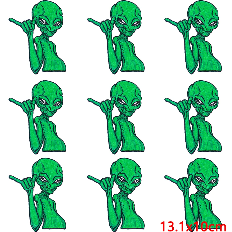 Parches bordados de Alien para ropa, parches termoadhesivos para planchar en la mochila, 10 unidades por lote - imagen 2