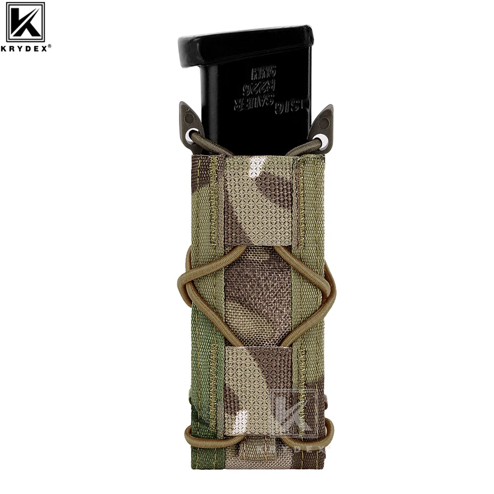 KRYDEX-bolsa táctica para revistas Modular, tapa abierta individual, bolsa para pistola Mag de 9mm, soporte Molle, accesorios CS para caza y tiro