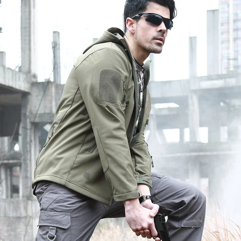 Chaqueta táctica de invierno para hombre, chaqueta polar para caza, cazadora de piel de tiburón, abrigo suave cálido impermeable a prueba de viento - imagen 4