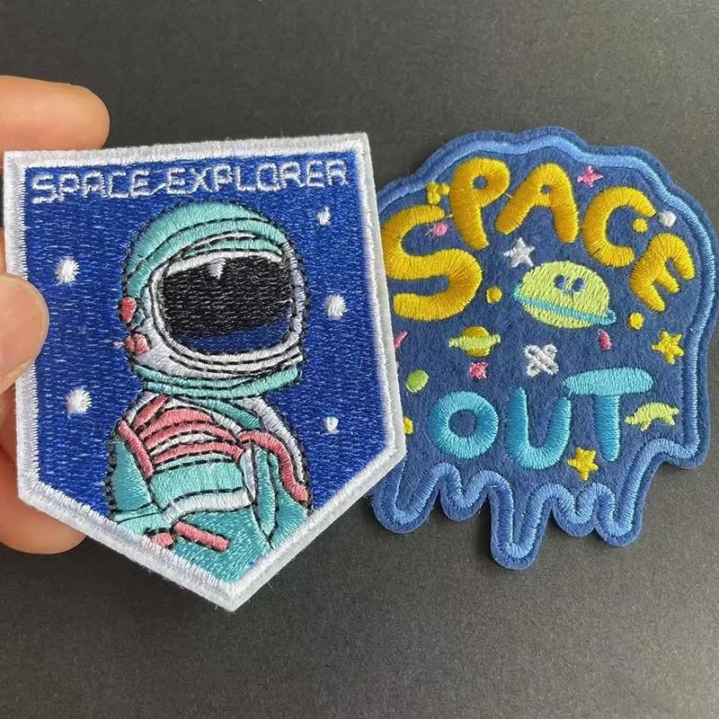 SPACE EXPLORER,SPACE OUT Clothes, parche de tela para niños, apliques bordados de dibujos animados, termocollantes, pegatinas para planchar para ropa - imagen 5