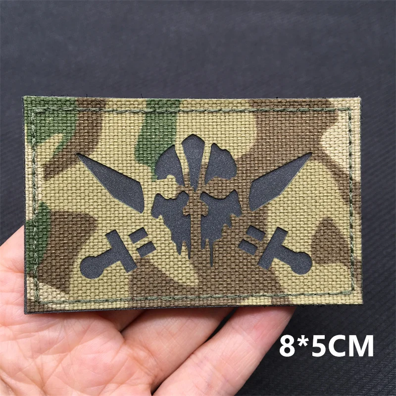 Parches reflectantes infrarrojos tácticos Multicam, parches de moral de corte láser para mochila, chaleco, ropa, insignias para exteriores, gancho y bucle - imagen 4