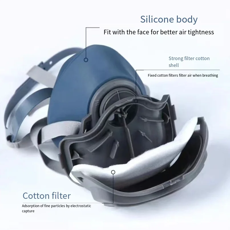 Respirador de media máscara de gel de sílice a prueba de polvo, adecuado para pintura en aerosol, carpintería, molienda, decoración del hogar y accesorio de filtro - imagen 5