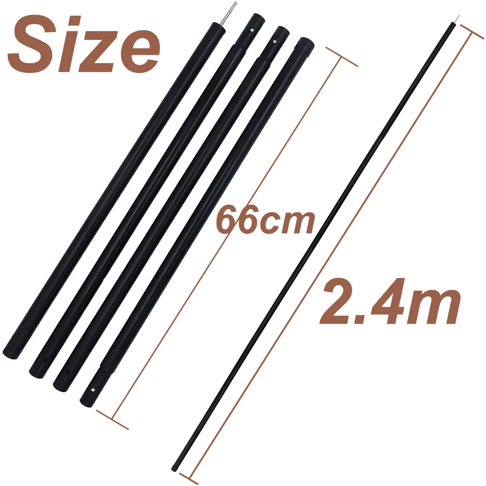 Postes de lona de 2,4 m, poste de soporte de hierro resistente ajustable de 240cm, toldo de toldo, varilla, equipo de Camping, accesorios para exteriores - imagen 4