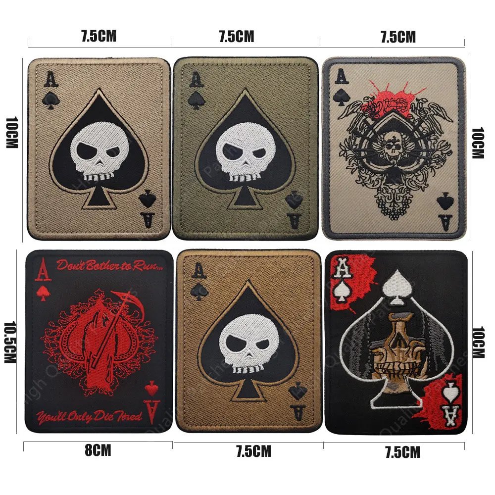 Ace of Spades Death Card militar NEVER DIE Skull camuflaje casco táctico Demoness parche reflectante bordado para mochila - imagen 3