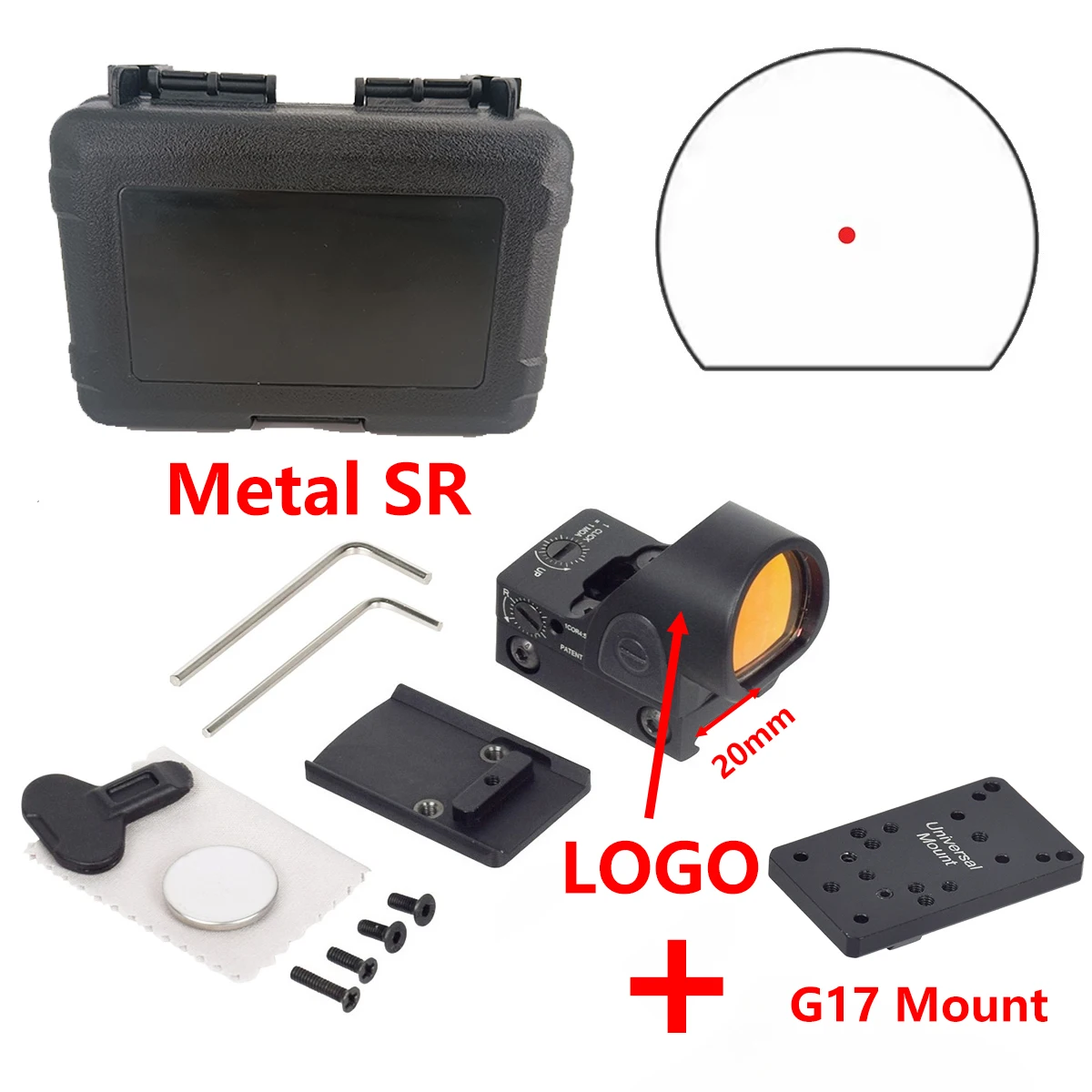 Mira de punto rojo táctica – Colimador réflex para caza y airsoft