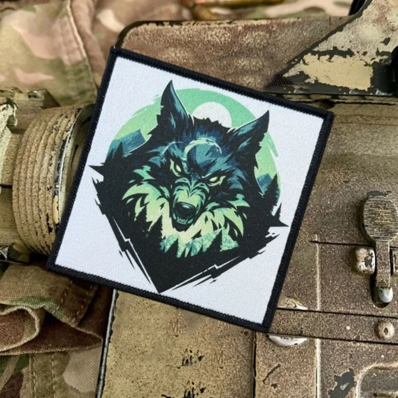 Parche táctico con estampado de lobo para ropa, insignia de moral, parches con gancho, pegatinas para mochila, brazalete - imagen 5