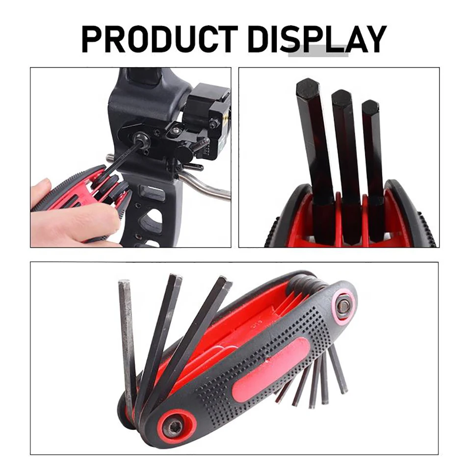 Juego de llaves multihexagonales plegables 9 en 1 para caza, combinación de llaves Allen, arco recurvo compuesto, multiherramienta, 9 unidades por juego - imagen 4