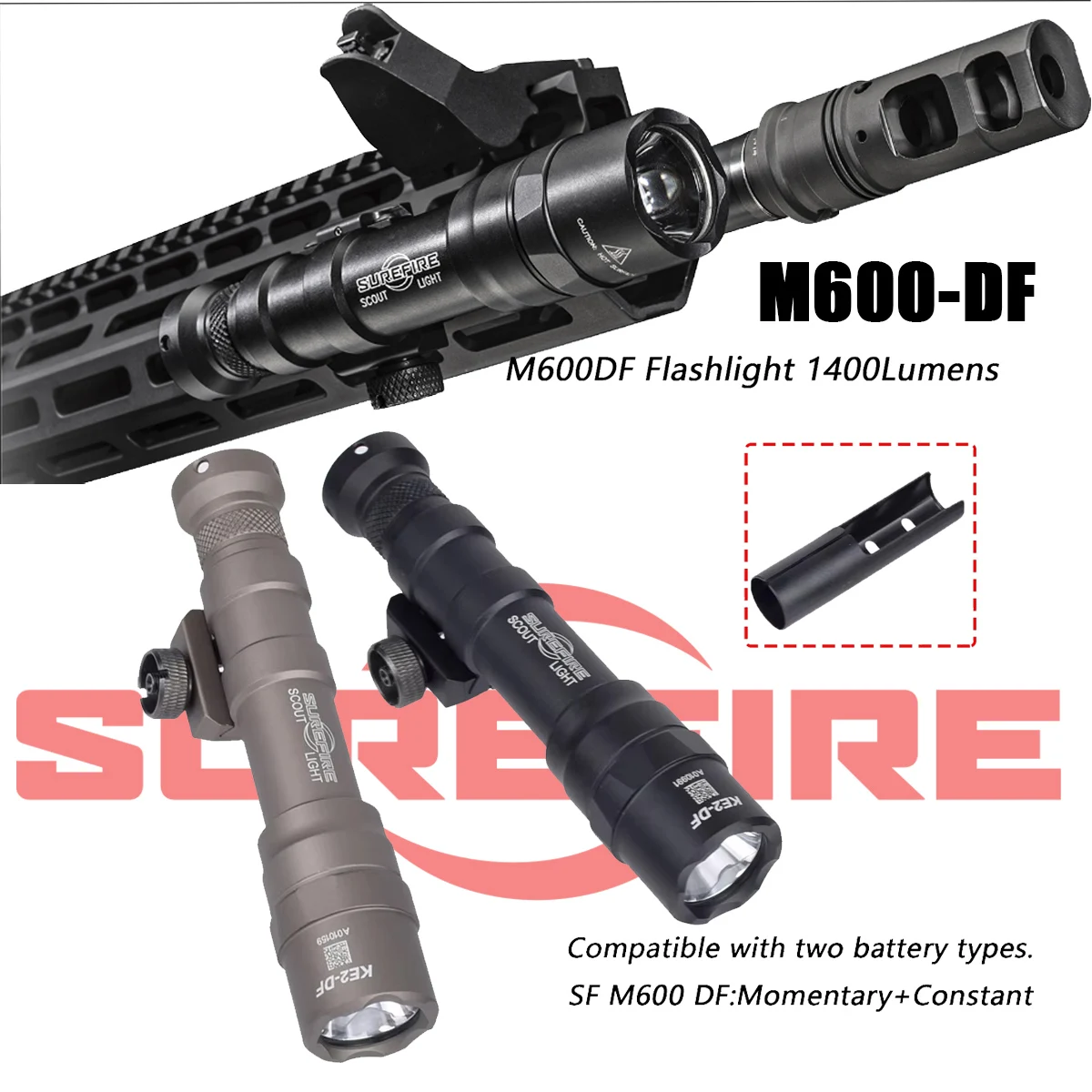 Linterna táctica Surefire M600DF 1400 lúmenes riel Picatinny - imagen 3