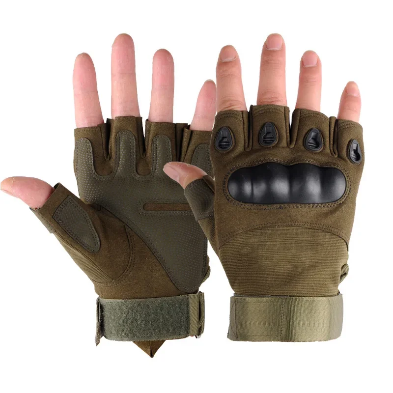 Guantes tácticos de medio dedo con nudillos duros para hombre, combate, caza, tiro, servicio de Paintball, sin dedos - imagen 5
