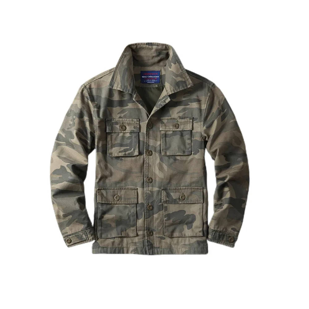 Abrigo de camuflaje M65 resistente al desgaste para hombre, chaqueta deportiva informal de entrenamiento de herramientas para exteriores de algodón puro, chaqueta táctica Vintage M65 - imagen 4
