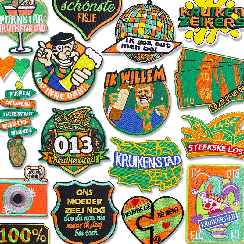 Parches bordados de Carnaval de Países Bajos, emblema de Kruikenstad de Países Bajos bordado para ropa, parches para planchar para ropa DIY - imagen 2