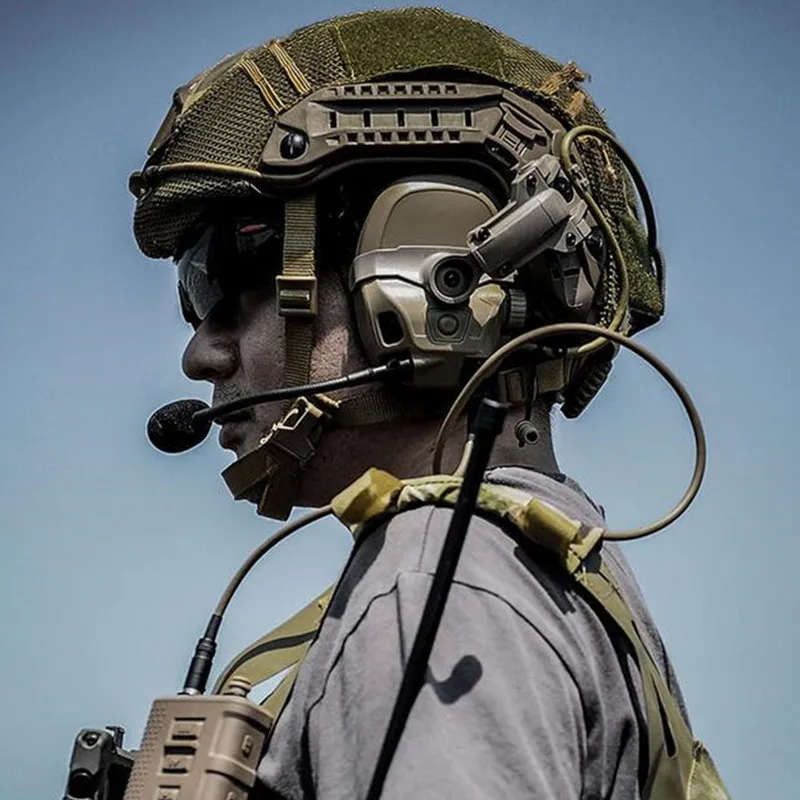 Auriculares con reducción de ruido para deportes tácticos al aire libre, auriculares que conectan el riel del casco - imagen 4