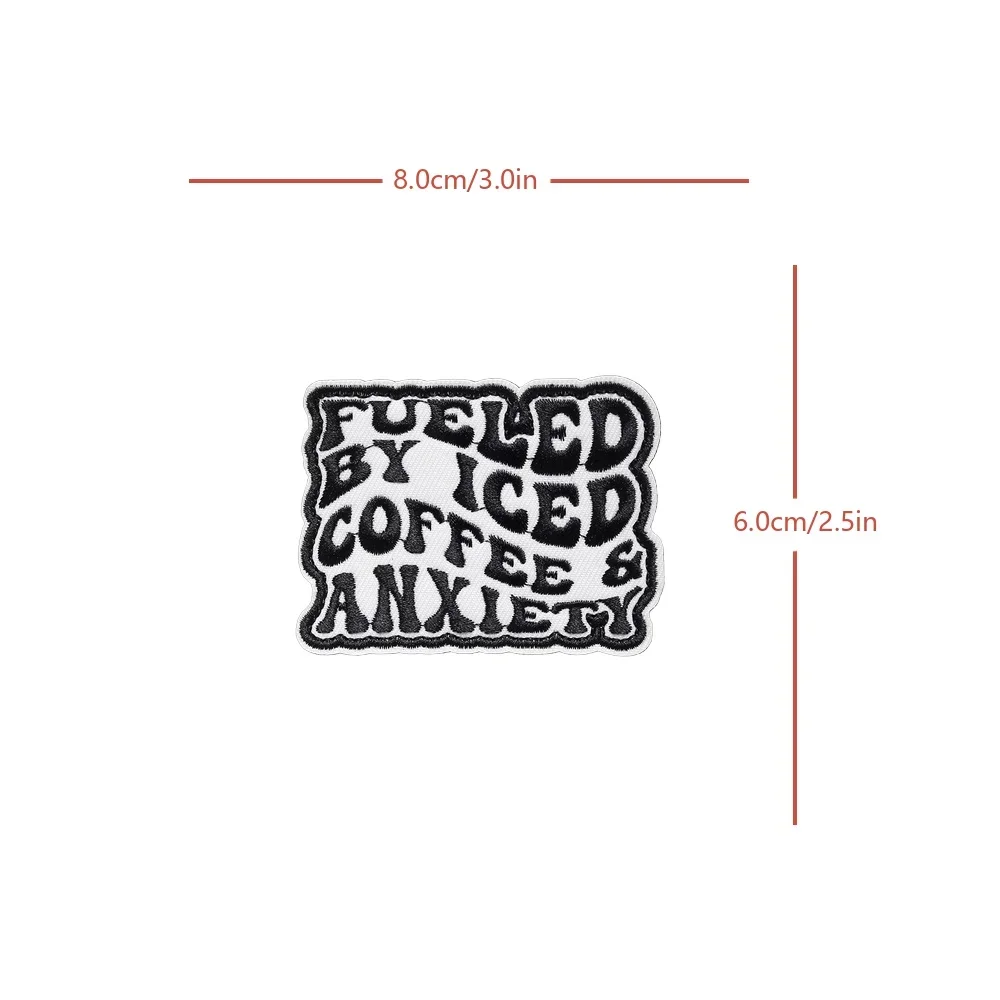 Parche de Velcros de moral táctica Meme de café y ansiedad, insignia con citas divertidas, cierre de bucle de gancho bordado para pantalones vaqueros, gorra de mochila Molle - imagen 5