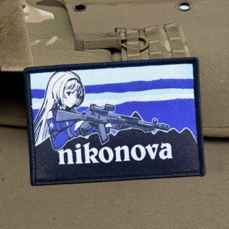 Parche estampado de Anime Gun Girl, chaleco táctico, gancho y bucle, sombrero, insignia de moral, mochila, pegatinas decorativas, parches para brazalete para ropa - imagen 5