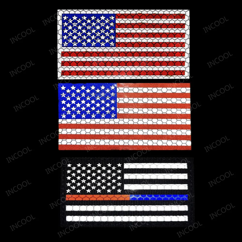 Parches reflectantes infrarrojos para motorista, parches de bandera Americana de los Estados Unidos, Mini parche inverso de gran tamaño, apliques - imagen 4